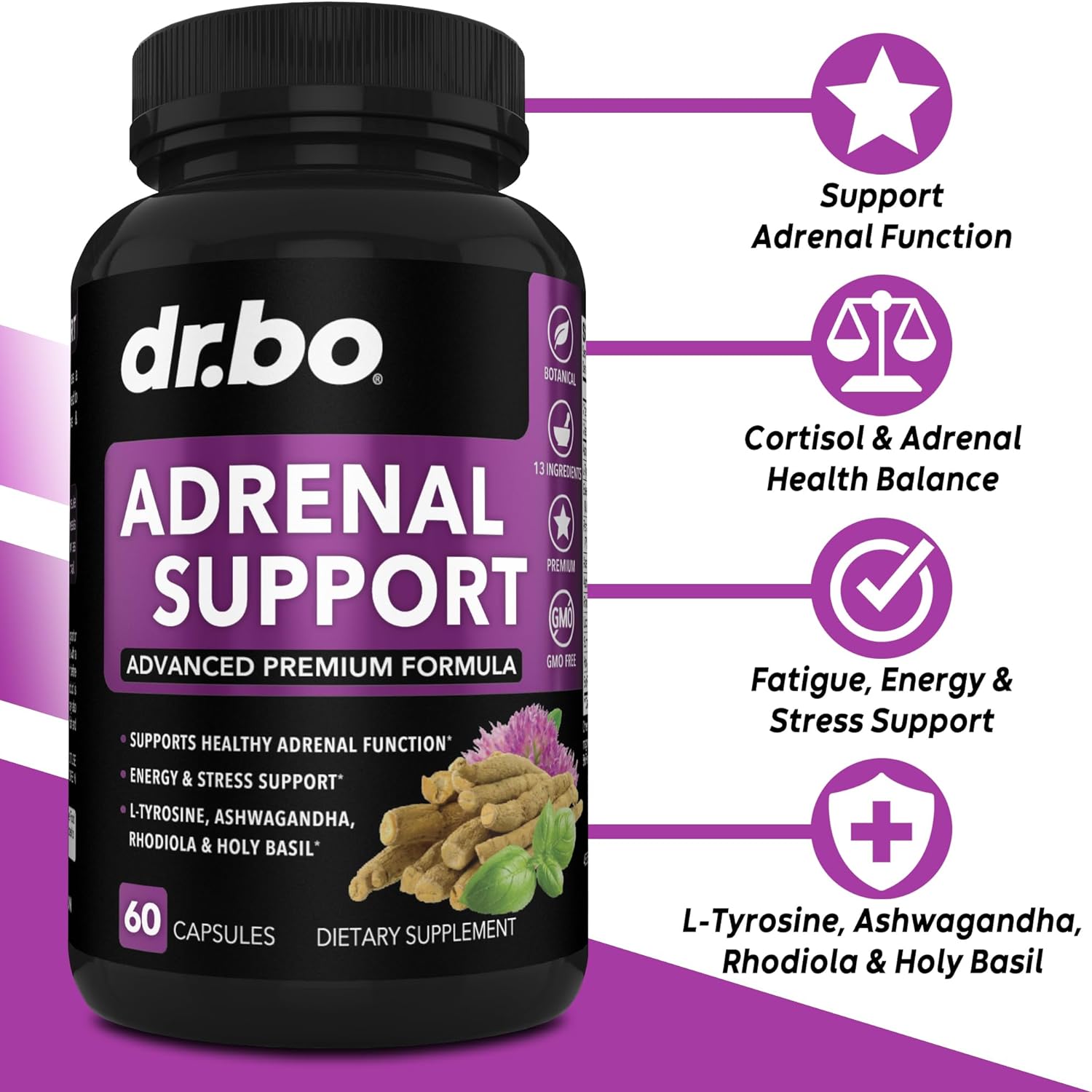 Adrenal Support Organic Superfood Greens Fruit Supplements - Adrenal Fatigue Supplements for Women Men - Daily Energy Super Food Fruits and Veggies Supplement Tablets Plus Vegetable Foods