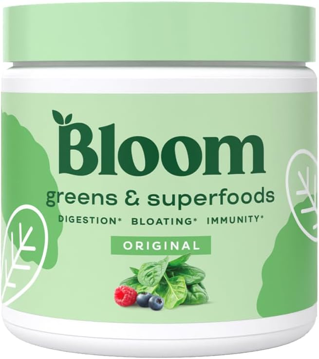 Bloom Nutrition Super Greens Powder Smoothie Juice Mix - Probiotics for Digestive Health Bloating Relief for Women, Enzymes with Superfood Spirulina Chlorella for Gut Health (Original)