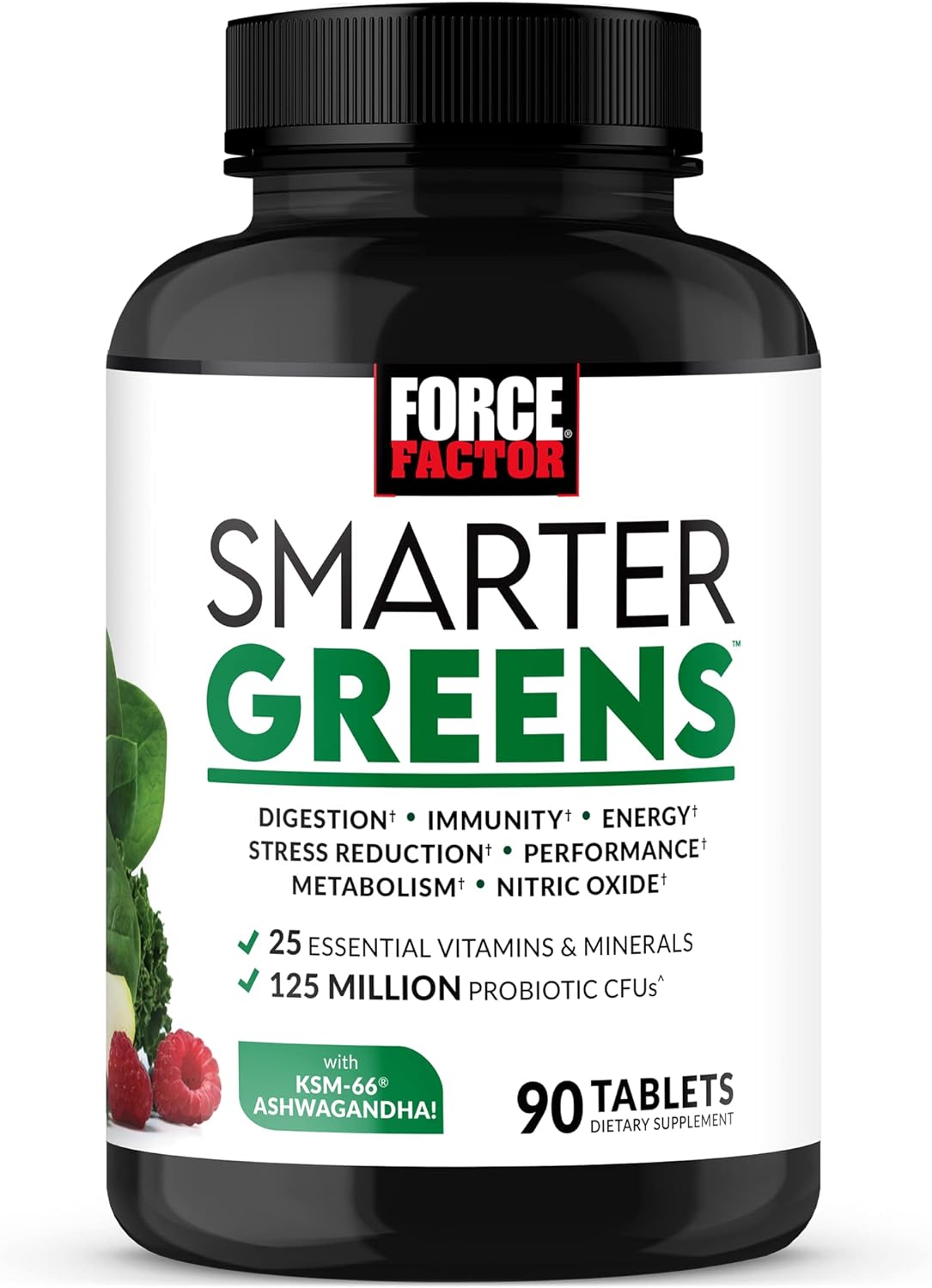 FORCE FACTOR Smarter Greens Tablets, Greens Supplement with 25+ Superfoods and Antioxidants to Improve Digestion, Reduce Stress, Strengthen Immunity, and Support Metabolism, 90 Tablets