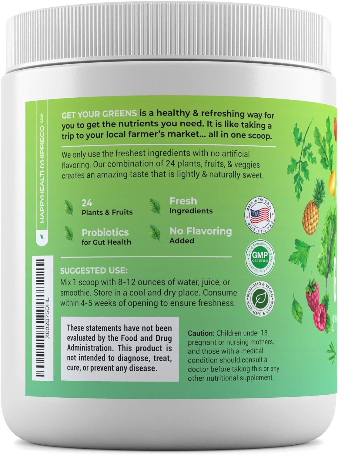 Get Your Greens Super Greens Powder – Powerful Servings of 10 [Green Juice Blend], 8 Superfood Antioxidants, 6 Key Enzymes, 10 Billion Probiotics – Delicious, Non-GMO, Sugar Free, Easy to Mix