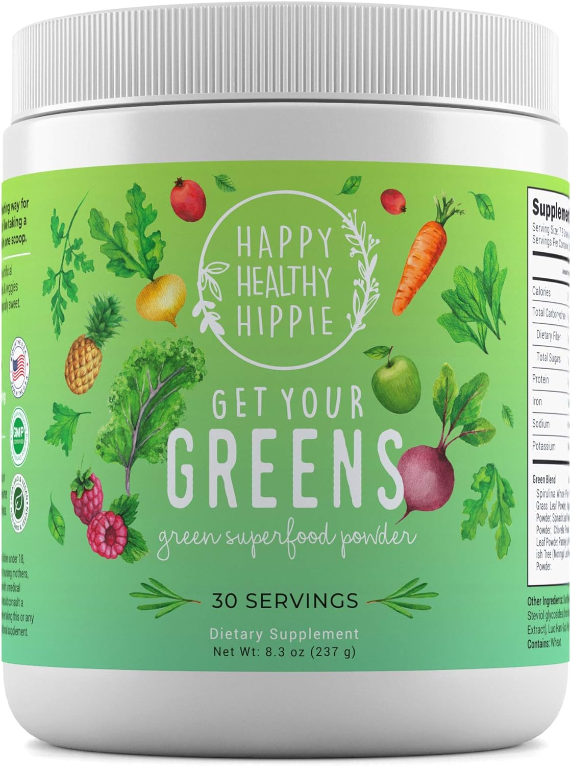 Get Your Greens Super Greens Powder – Powerful Servings of 10 [Green Juice Blend], 8 Superfood Antioxidants, 6 Key Enzymes, 10 Billion Probiotics – Delicious, Non-GMO, Sugar Free, Easy to Mix