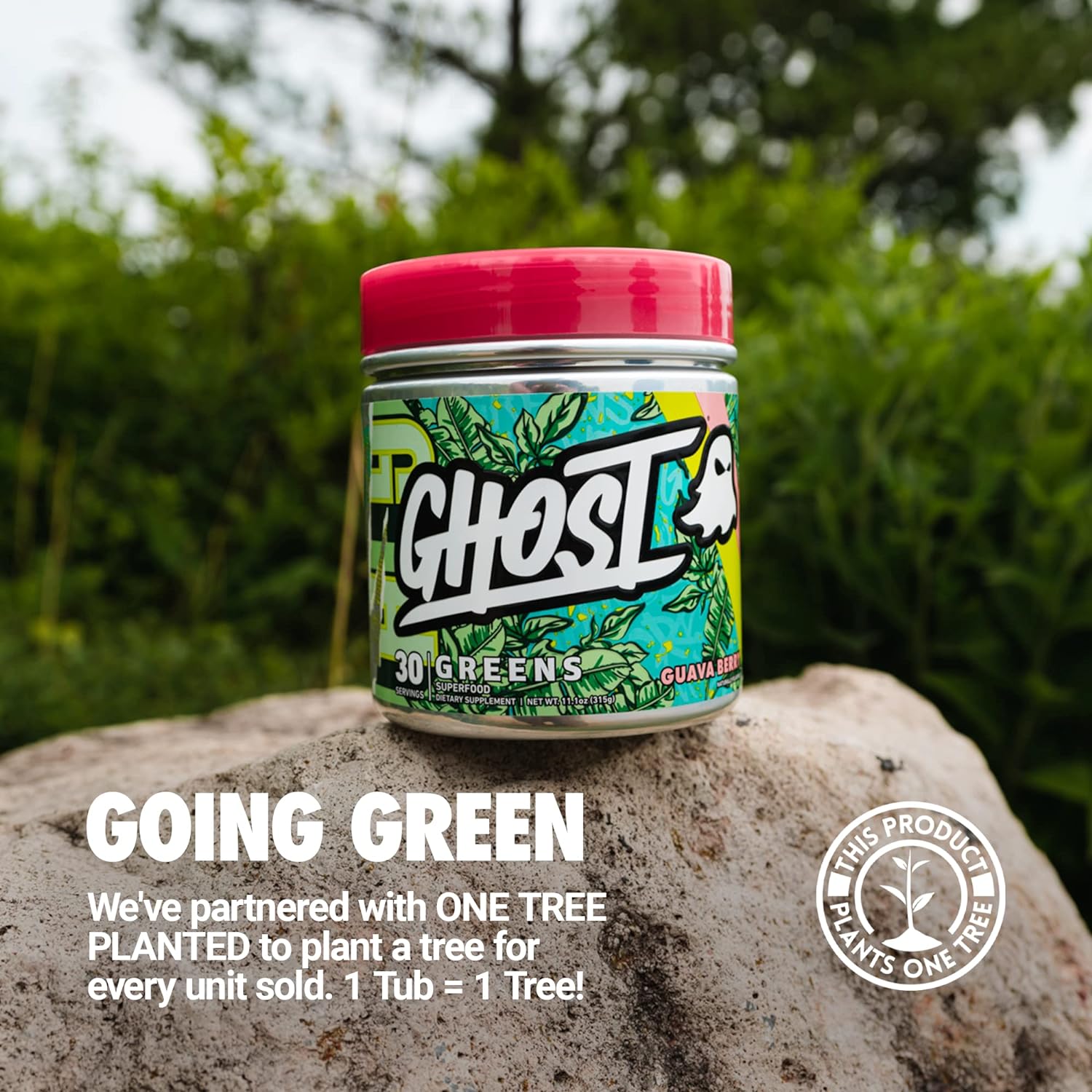 GHOST Greens Superfood Powder, Guava Berry - 30 Servings - 19 Super Greens Reds, Fruits, Vegetables, Spirulina, Chlorella, Prebiotics, 10 Billion CFU Probiotic Digestive Enzymes - Gluten-Free