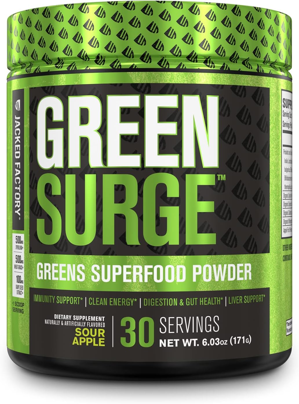 Green Surge Green Superfood Powder Supplement - Keto Friendly Greens Drink w/Spirulina, Wheat Barley Grass, Organic Greens - Green Tea Extract, Probiotics Digestive Enzymes - Sour Apple - 30sv