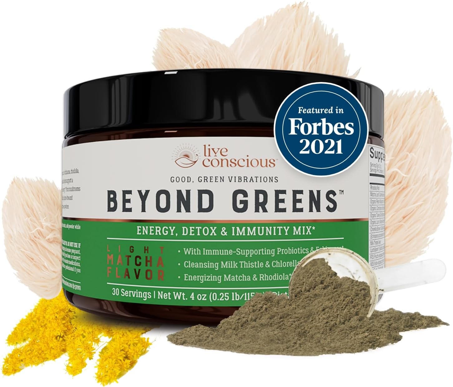 Live Conscious Beyond Greens Super Greens Powder Superfood - Delicious Debloating Green Powder - Matcha Greens Blend Superfood Powder w/Chlorella, Echinacea, Probiotics for Immune Support Energy