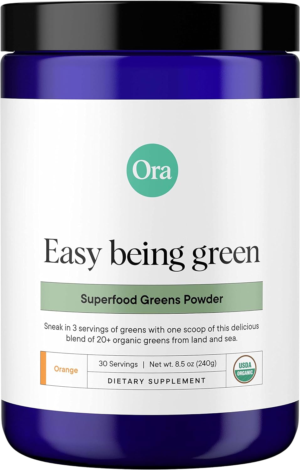 Ora Organic Greens Powder - Vegan, Gluten-Free, Organic Super Greens Drink for Energy and Detox | Antioxidants Adaptogenic Herbs | 20+ Superfood Greens Blend - Citrus Flavor, 30 Servings