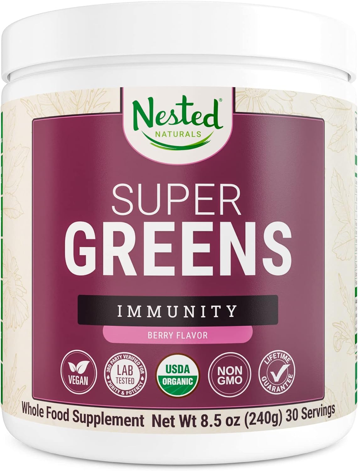 Super Greens | #1 Green Superfood Powder | 100% USDA Organic Non-GMO Vegan Supplement | 30 Servings | 20+ Whole Foods (Spirulina, Wheat Grass, Barley), Probiotics, Fiber Enzymes (Original)