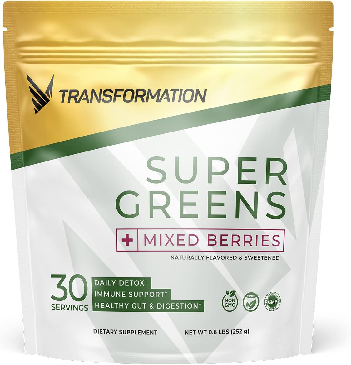 Transformation Super Greens Superfood Green Juice Powder - Immune Energy Support | Natural Ingredients | Detoxifying Alkalizing Minerals - Spirulina, Chlorella, Wheatgrass, Spinach, Alfalfa