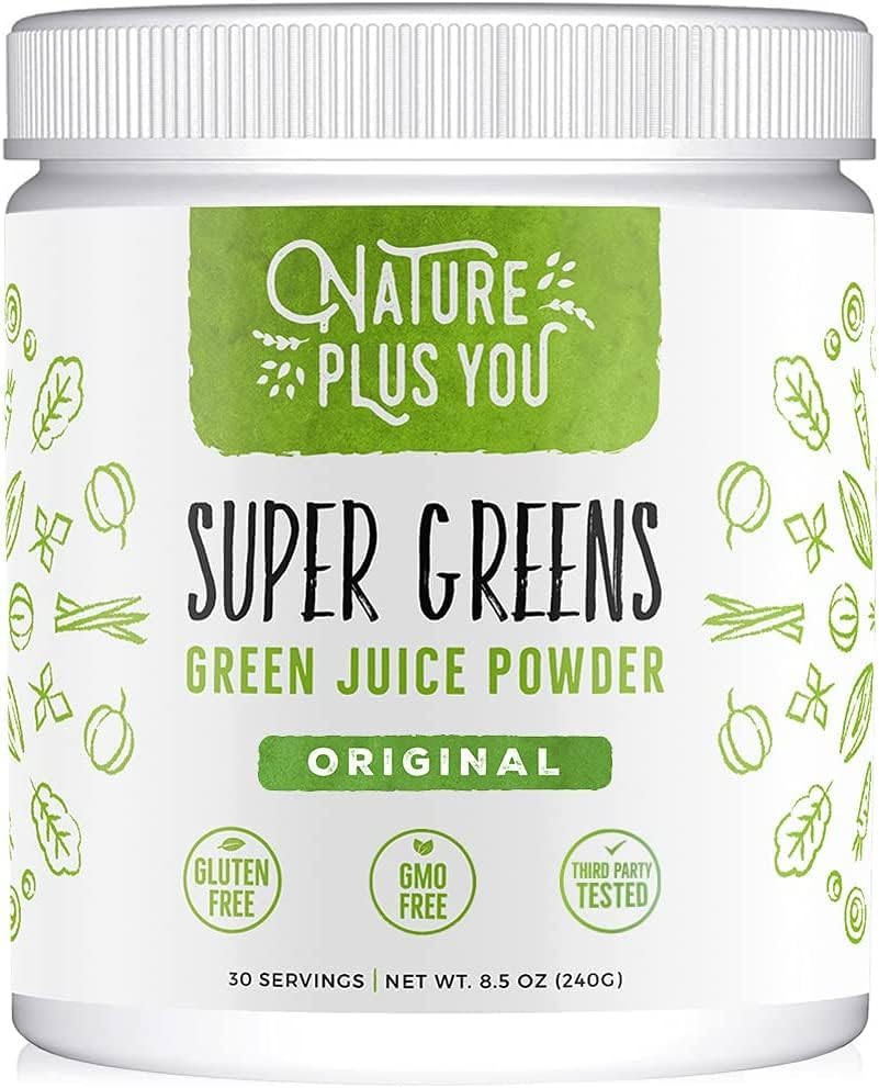 TruBaio Super Greens Powder Organic Blend: Non-GMO Supplement, Includes Spirulina, Alfalfa, Spinach, Probiotics, Fiber and Digestive Enzymes, No Artificial Sweeteners, 30 Servings by Nature Plus You