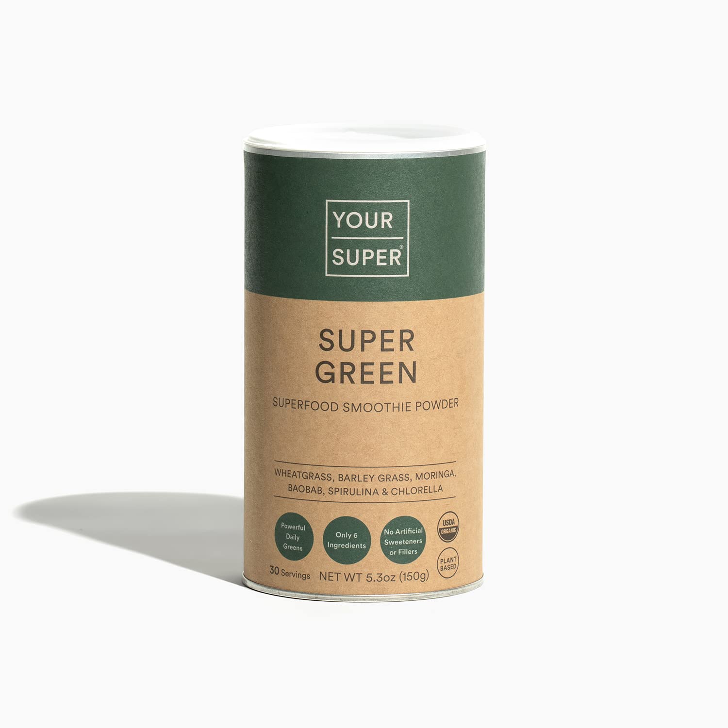Your Super Organic Super Green Smoothie Mix – Superfood Powder for Natural Immune Support, Made with Wheatgrass, Barley Grass, Moringa, Spirulina, Chlorella Baobab Powder (30 Servings)
