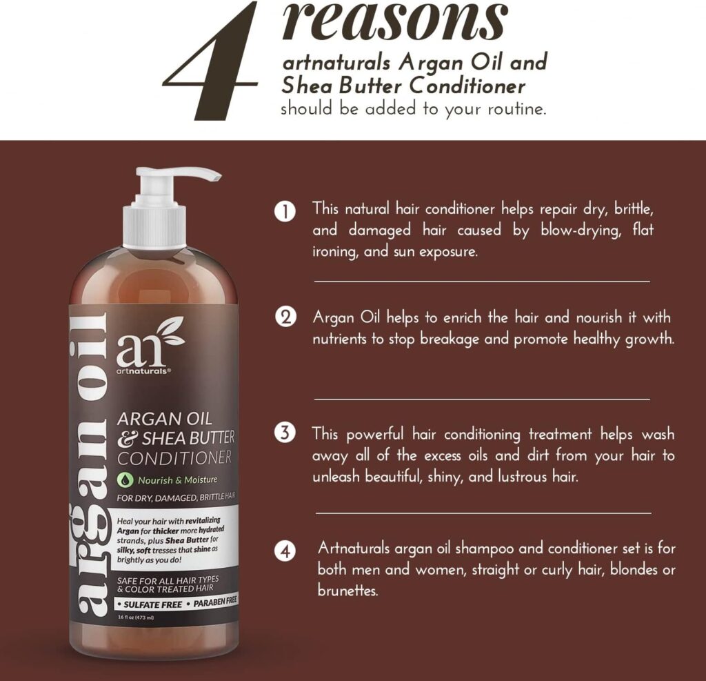 Artnaturals Argan Oil Hair Conditioner - (16 Fl Oz / 473ml) - Sulfate Free - Treatment for Damaged and Dry Hair - For All Hair Types - Safe for Color Treated Hair